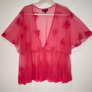 Torrid Lace Romantic Sheer Cover Up Embroidered Fairy Top Size 5X *A44